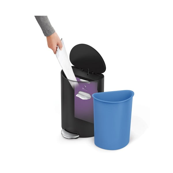 Mat crna metalna kanta za smeće s pedalom 6 l – simplehuman-image-2