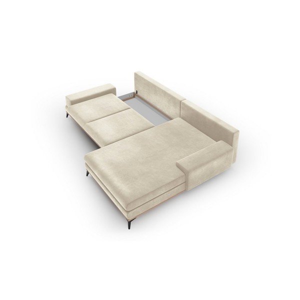 Bež baršunasta kutna garnitura na razvlačenje Windsor &Co Sofas Astre, desni kut-image-4