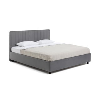 Sivi tapecirani bračni krevet s podnicom i prostorom za odlaganje 180x200 cm Myra Slim Line – Bonami Selection