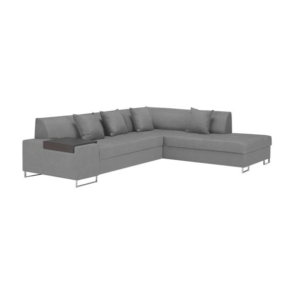 Svijetlo sivi kutni kauč na razvlačenje s nogama u srebrnoj boji Cosmopolitan Design Orlando, desni kut