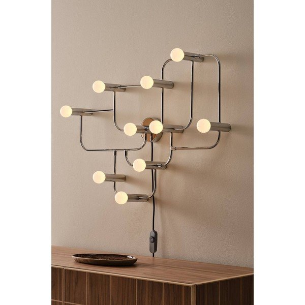 Bijela/u sjajno srebrnoj boji metalna zidna lampa s mogućnosti zatamnjivanja s utikačem Geometric – Jotex-image-1