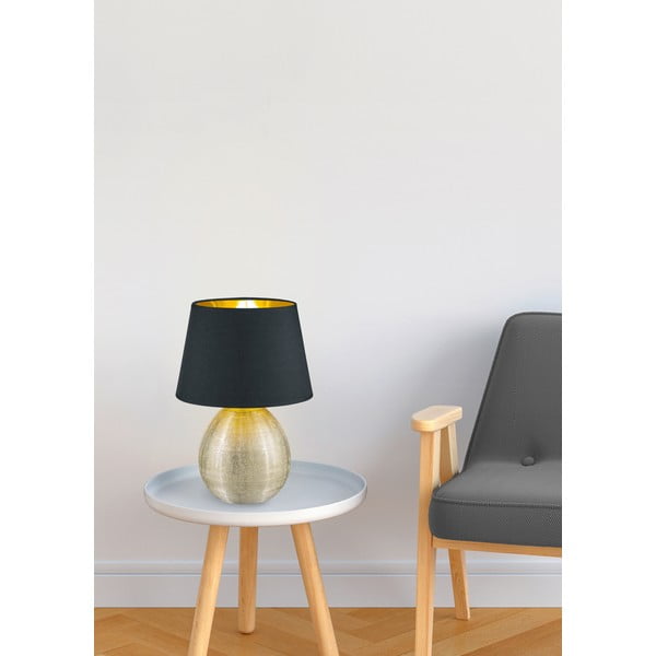 Crna stolna svjetiljka od keramike i tkanine Reality Luxor, visina 35 cm-image-2