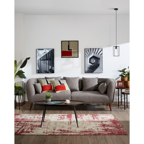 Crni stolić za kavu s pločom u orahovom dekoru Kave Home Kamelia-image-2