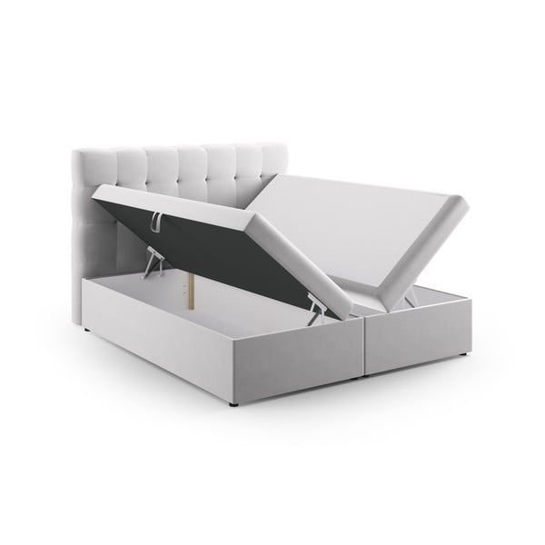 Svijetlo sivi boxspring krevet s prostorom za pohranu 160x200 cm Bali – Cosmopolitan Design-image-3