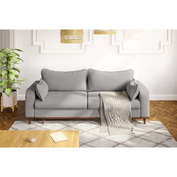 Svijetlo siva sofa od samta 220 cm Beata – Ropez-image-1