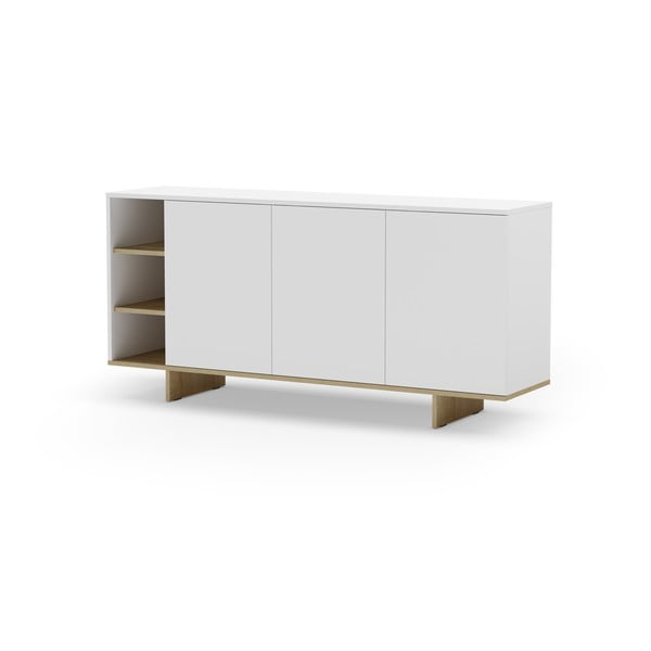 Bijela niska komoda u dekoru hrasta 170x80 cm Cequoia – Marckeric-image-3