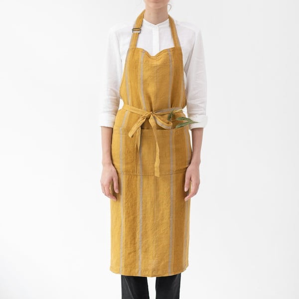 Lanena pregača Amber Bronze Stripes – Linen Tales
