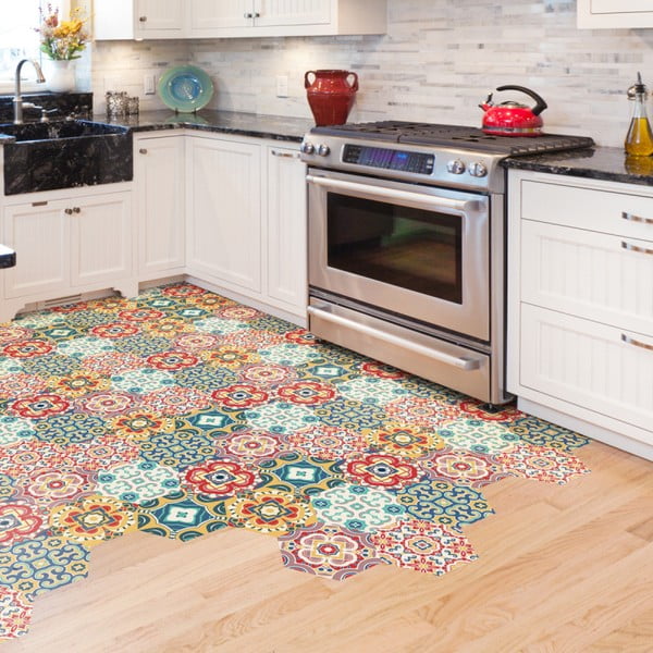 Set od 10 podnih samoljepljivih naljepnica Ambiance Floor Stickers Hexagons Lorena, 40 x 90 cm-image-3