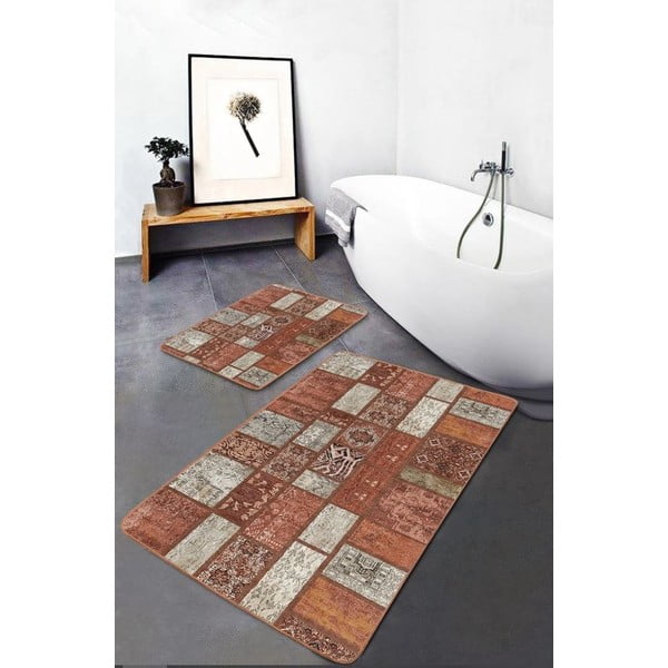 Smeđe od samta kupaonske prostirke u setu 2 kom 60x100 cm – Mila Home-image-2