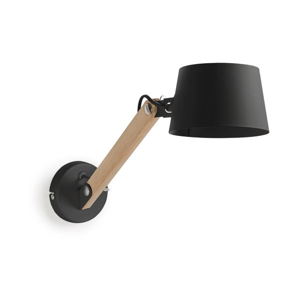 Zidna lampa crno-prirodne boje ø 15 cm Muse - Kave Home