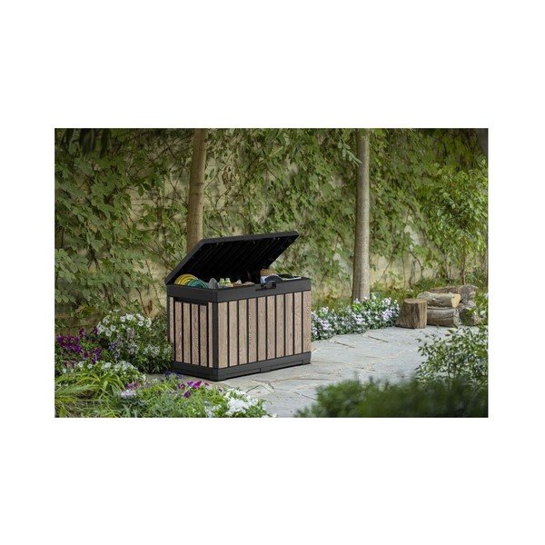 Crna/u svijetloj prirodnoj boji plastična vrtna kutija za pohranu Deco Kentwood Ashwood – Keter-image-3