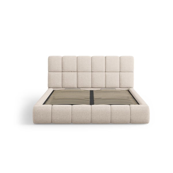 Bež tapecirani bračni krevet s prostorom za odlaganje s podnicom 140x200 cm Bellis – Micadoni Home-image-3