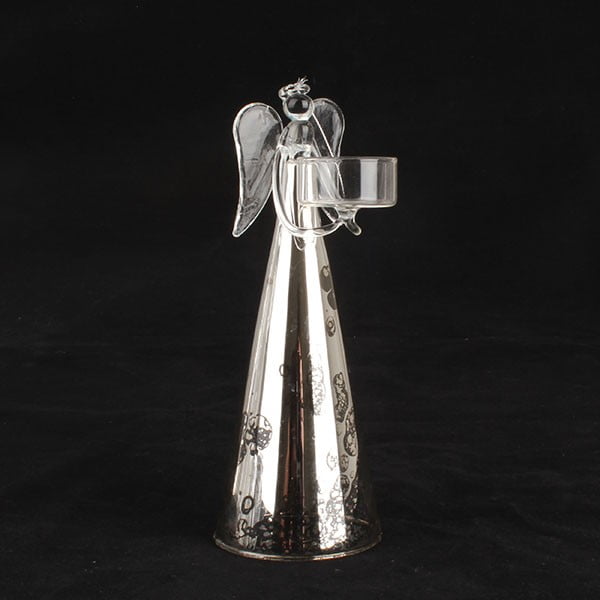 Stakleni svijećnjak s anđelom Daklsom, visina 23 cm