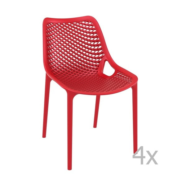 Set od 4 crvene vrtne stolice Resol Grid Simple