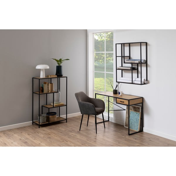 Crna/u prirodnoj boji zidna polica u dekoru hrasta 75x91 cm Seaford – Actona-image-1