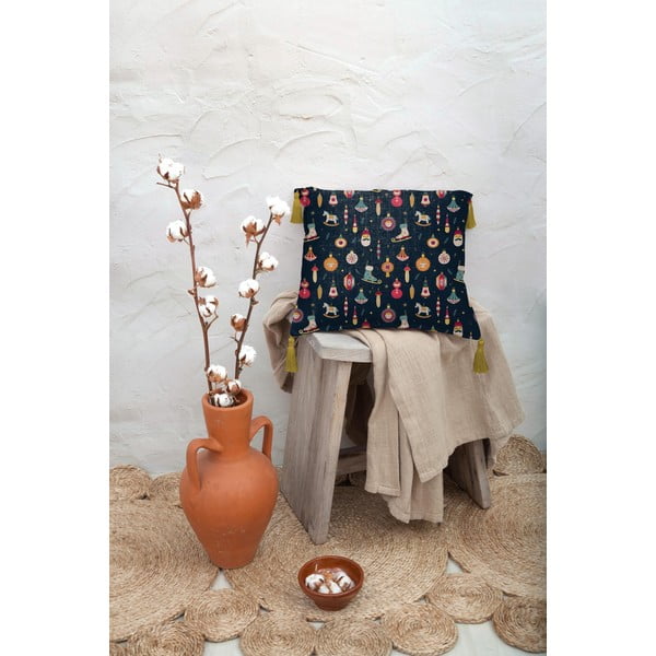 Tamnoplavi jastuk od mješavine lana Really Nice Things Christmas Ornaments, 45 x 45 cm-image-2