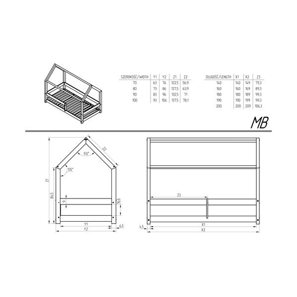 Mali dječji krevet od borovine 120x200 cm Mila MB - Adeko-image-3