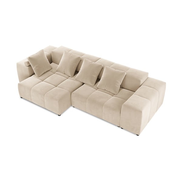 Bež baršunasta kutna garnitura (varijabilna) Rome Velvet - Cosmopolitan Design-image-3