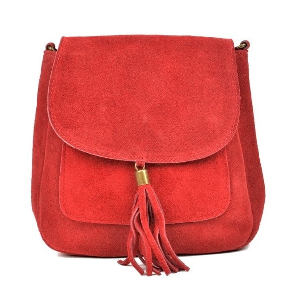 Crvena kožna torbica Anna Luchini Ben