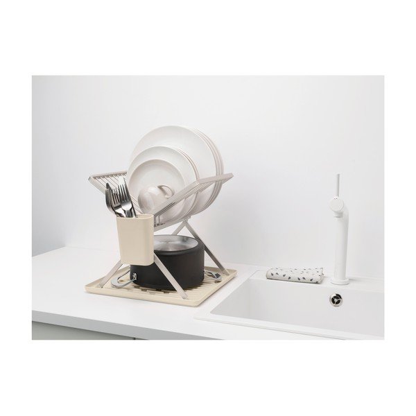 Bež metalni dvoetažan ocjeđivač za posuđe 37x33 cm – Brabantia-image-1