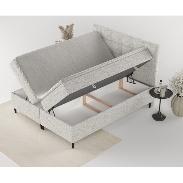 Svijetlo sivi boxspring krevet s prostorom za pohranu 180x200 cm Urbaneo – Maison de Rêve-image-3