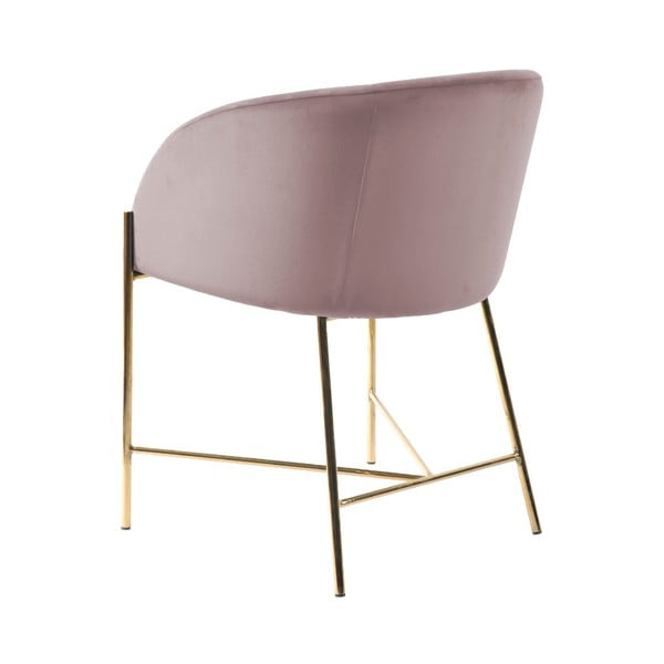 Pastelno ružičasta stolica s nogama u zlatnoj boji Interstil Nelson-image-3
