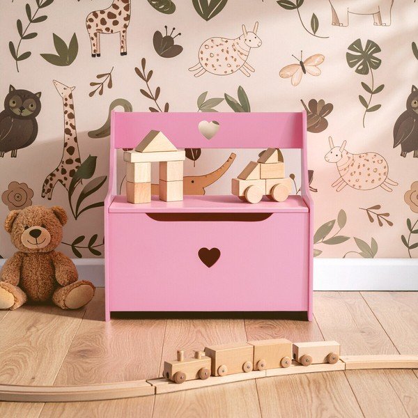 Ružičasti dječji ormar s klupom 60x62x34 cm Pink Heart – Premier Housewares-image-3