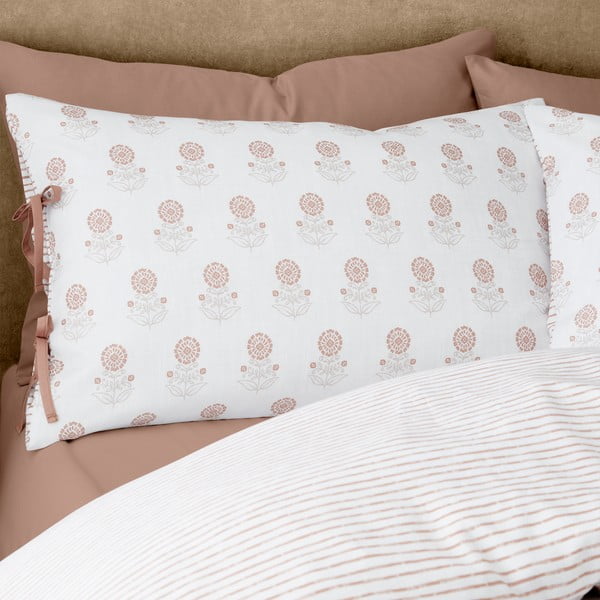 Bijela posteljina za bračni krevet 200x200 cm Woodblock Floral – Pineapple Elephant-image-3