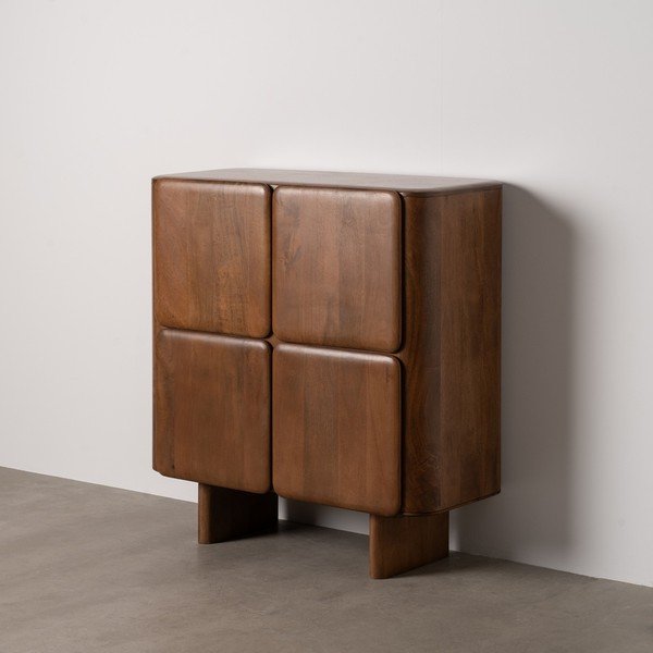 Smeđi ormarić od masivnog manga 104x110x45 cm Nosy – Ixia-image-1