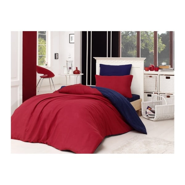Crvena posteljina s plahtama za krevet za jednu osobu Reterro Rojo, 160 x 220 cm