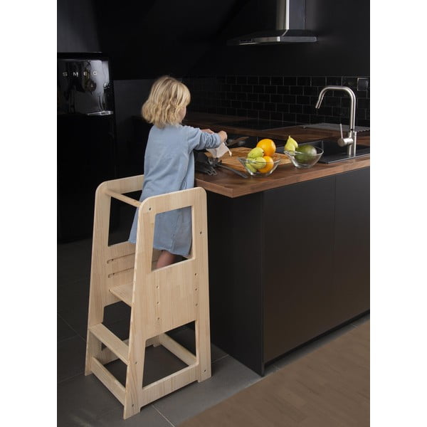 Toranj za učenje od borovine u prirodnoj boji Montessori - Little Nice Things-image-1