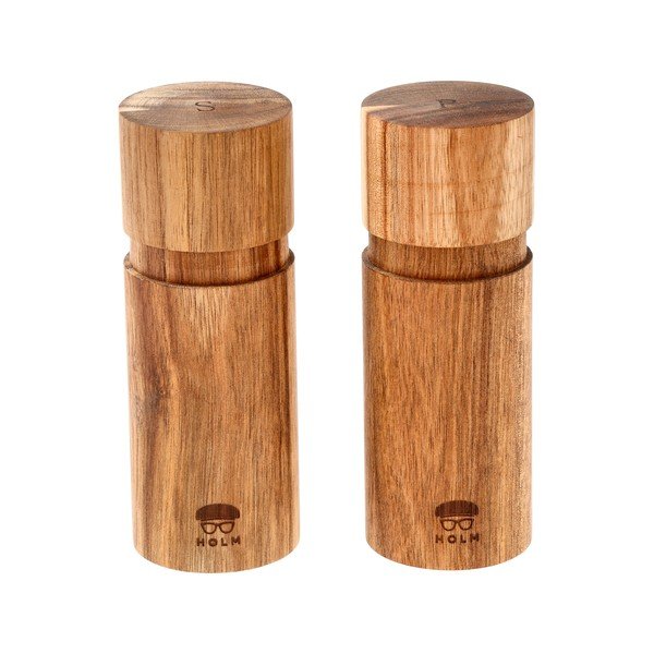 Drveni komplet mlinova za papar i sol 2 kom u prirodnoj boji – Holm
