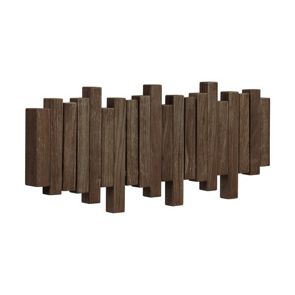 Tamno smeđa zidna vješalica od punog hrasta 40 cm Caltra – House Nordic-image-3