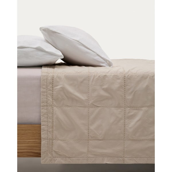 Svjetlo smeđi pamučan prošiven prekrivač 180x260 cm Isor – Kave Home-image-3