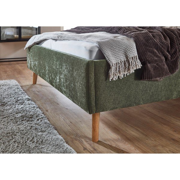 Kaki zeleni tapecirani bračni krevet s prostorom za odlaganje s podnicom 180x200 cm Nova – Meise Möbel-image-4