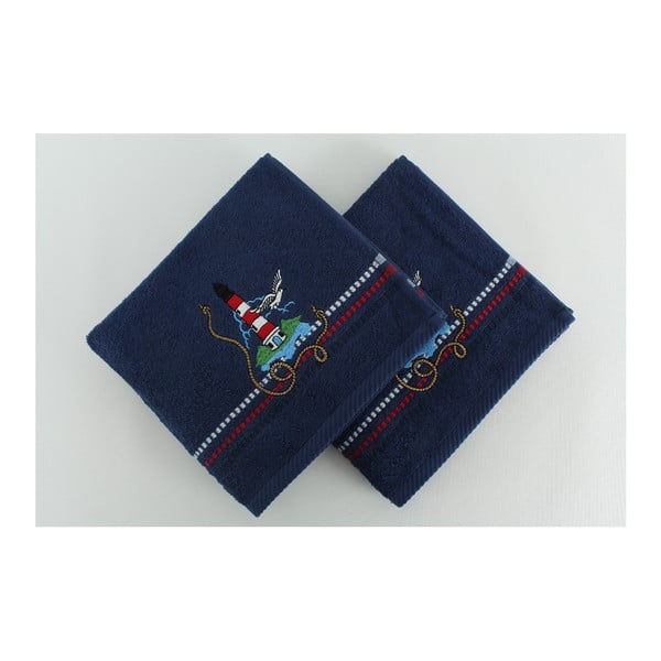 Set od 2 tamnoplava pamučna ručnika Marina Denis, 50 x 90 cm