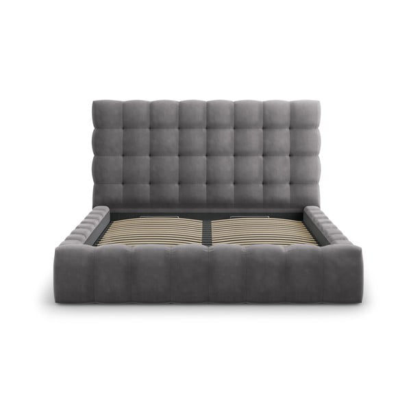 Sivi tapecirani bračni krevet s prostorom za pohranu s podnicom 180x200 cm Bali – Cosmopolitan Design-image-3