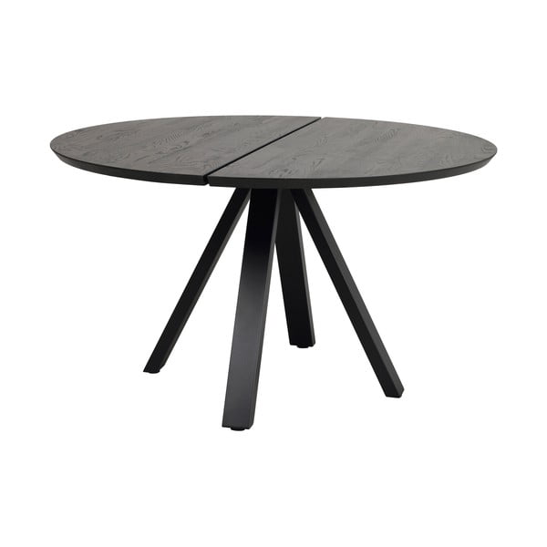 Crni okrugao blagovaonski stol s hrastovom pločom stola ø 130 cm Carradale – Rowico