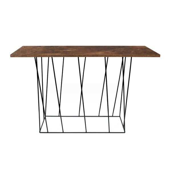 Smeđi konzolni stol s crnim nogama TemaHome Helix, 40 x 120 cm