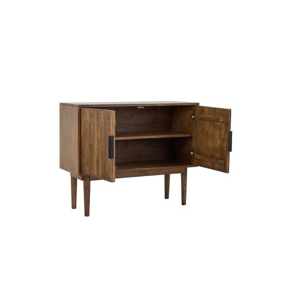 Tamno smeđa niska komoda od masivnog drveta 100x80 cm Bitika – Light & Living-image-4