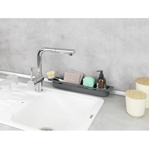 Sivi plastičan teleskopski ocjeđivač za sudoper 49,5x8,5 cm Fino – Wenko-image-4