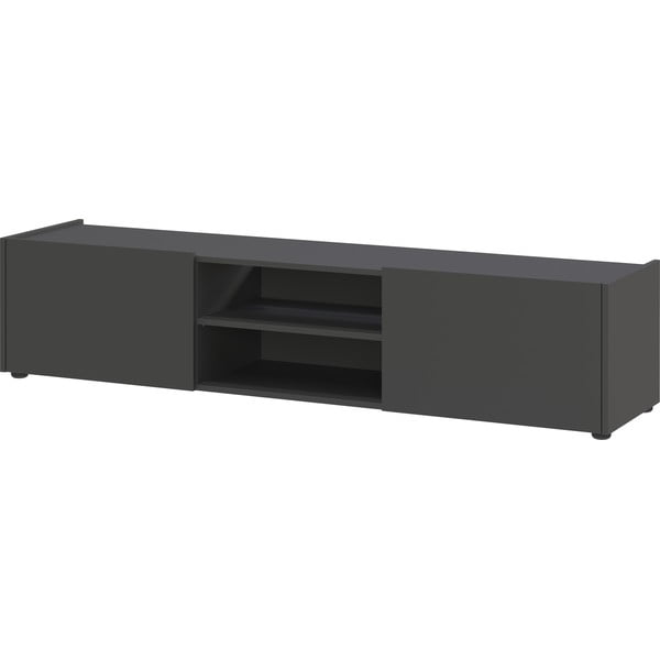 Antracitno siva/u prirodnoj boji TV komoda u dekoru hrasta 164x35 cm Schlangen – Germania-image-2