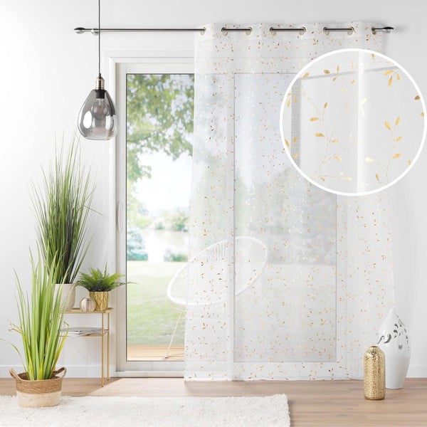 Bijela/u zlatnoj boji prozirna zavjesa od voila 140x240 cm Floressia – douceur d'intérieur-image-4
