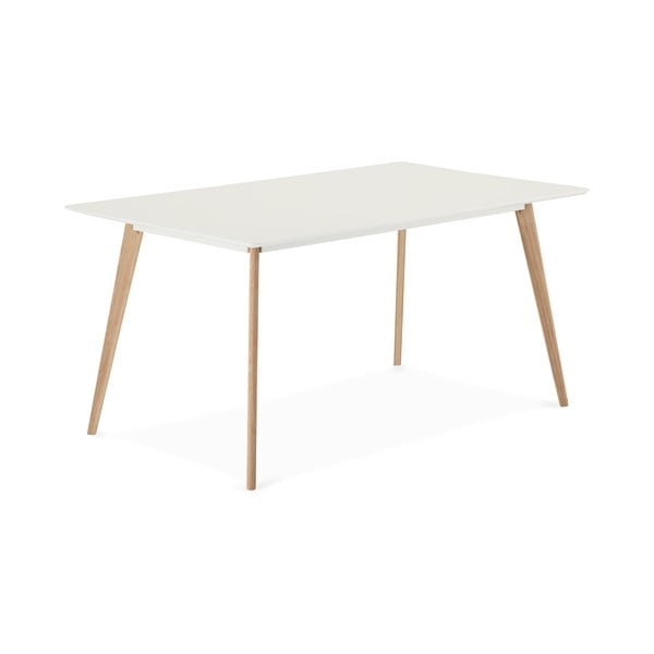 Bijeli stol za blagovanje s prirodnim nogama Furnhouse Life, 160 x 90 cm