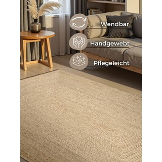 Obostrani/ručno rađen juten tepih u svijetloj prirodnoj boji 80x150 cm Sharmila Natural White – Hanse Home