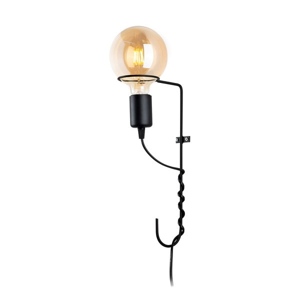 Crna zidna svjetiljka Squid Lighting Penta, visina 30 cm