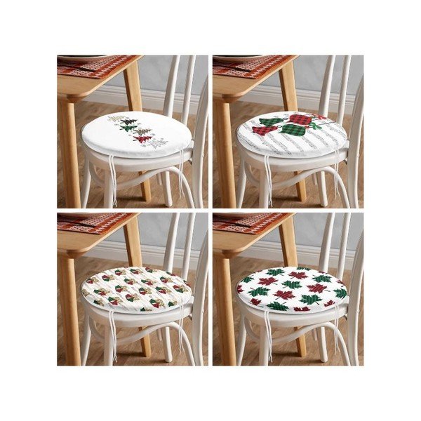 Jastuci za sjedenje u setu 4 kom s božićnim motivom ø 40 cm Tartan – Mila Home-image-4