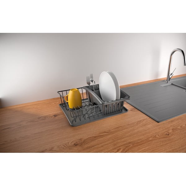 Antracit sivi ocjeđivač od nehrđajućeg čelika Metaltex Aquatexplus Lava-image-1