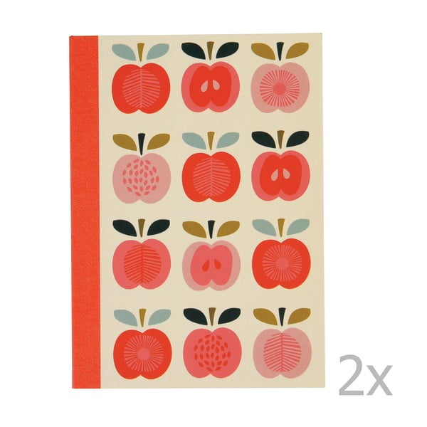 Set od 2 bilježnice s crtom s jabukama Rex London Vintage Apple