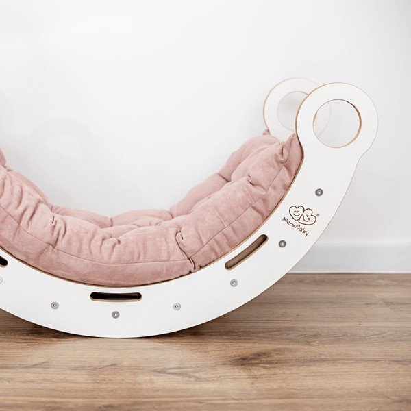 Bijela/ružičasta ljuljačka od masivnog bora 39x75x38 cm Montessori – Meowbaby-image-2